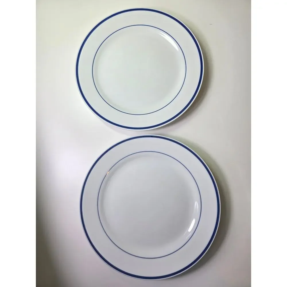 Set of 2 ONEIDA Maitre D' Porcelain Blue Stripe Edge Blue Verge 11
